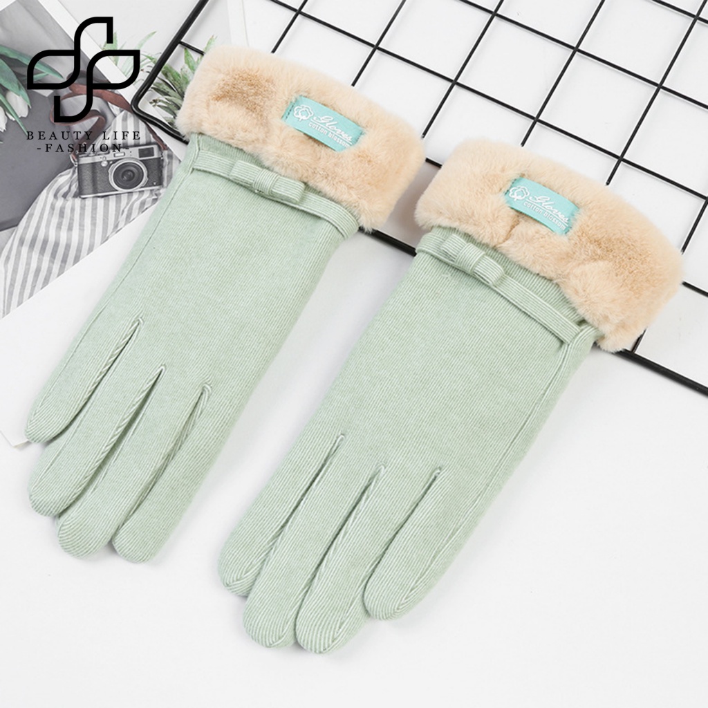 1 Đôi Găng Tay Giữ Ấm Mùa Đông Chống Trượt Màu Trơn Dày Dặn Có Thể Chạm Màn Hình Cảm Ứng