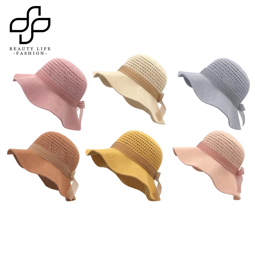 Nón Rộng Vành Dệt Kim Chống Nắng / Tia UV Màu Sắc Ngọt Ngào Thời Trang Thu Đông Cho Nữ