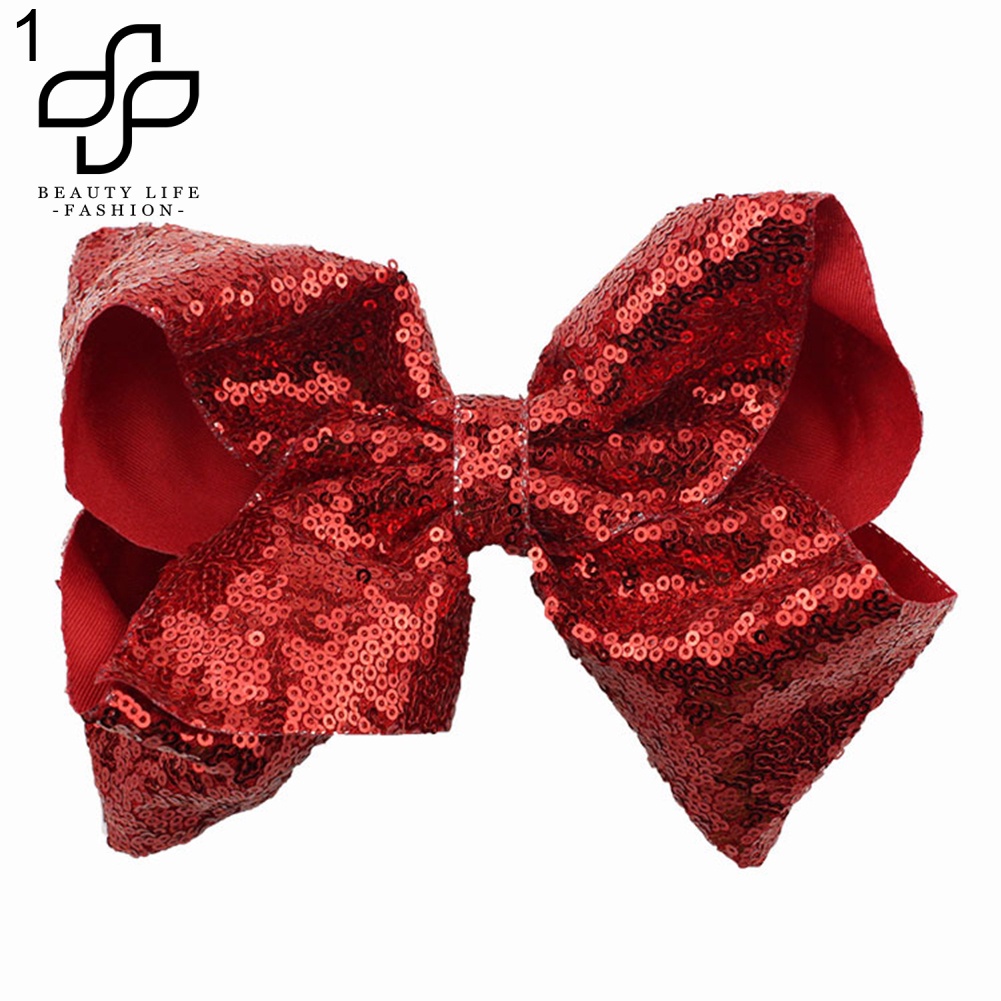 Kẹp Tóc Nơ Lớn Đính Kim Sa Lấp Lánh Thời Trang Cho Bé Gái