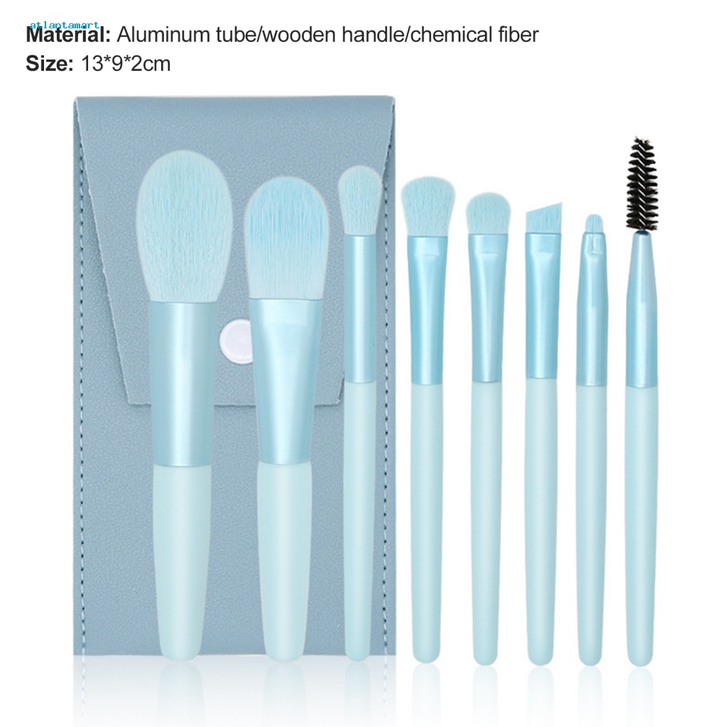 Túi Đựng Đồ Dùng Cao Cấp Tiện Dụng| Set 8 Cọ Trang Điểm Mặt Cán Gỗ Đa Năng Cho Nữ