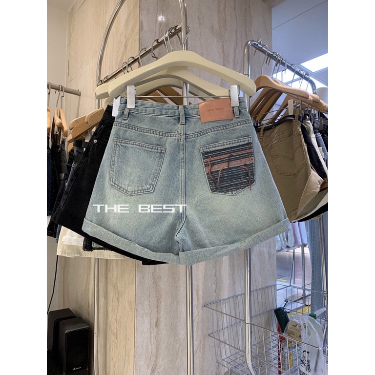 Quần Short Denim Lưng Cao Ống Rộng Thời Trang Mùa Hè Hàn Quốc 2023