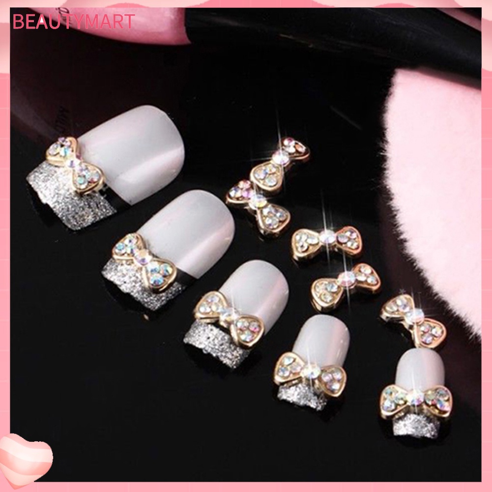 Set 10 Hạt Nơ Hợp Kim Acrylic 3D Lấp Lánh Trang Trí Móng Nghệ Thuật DIY