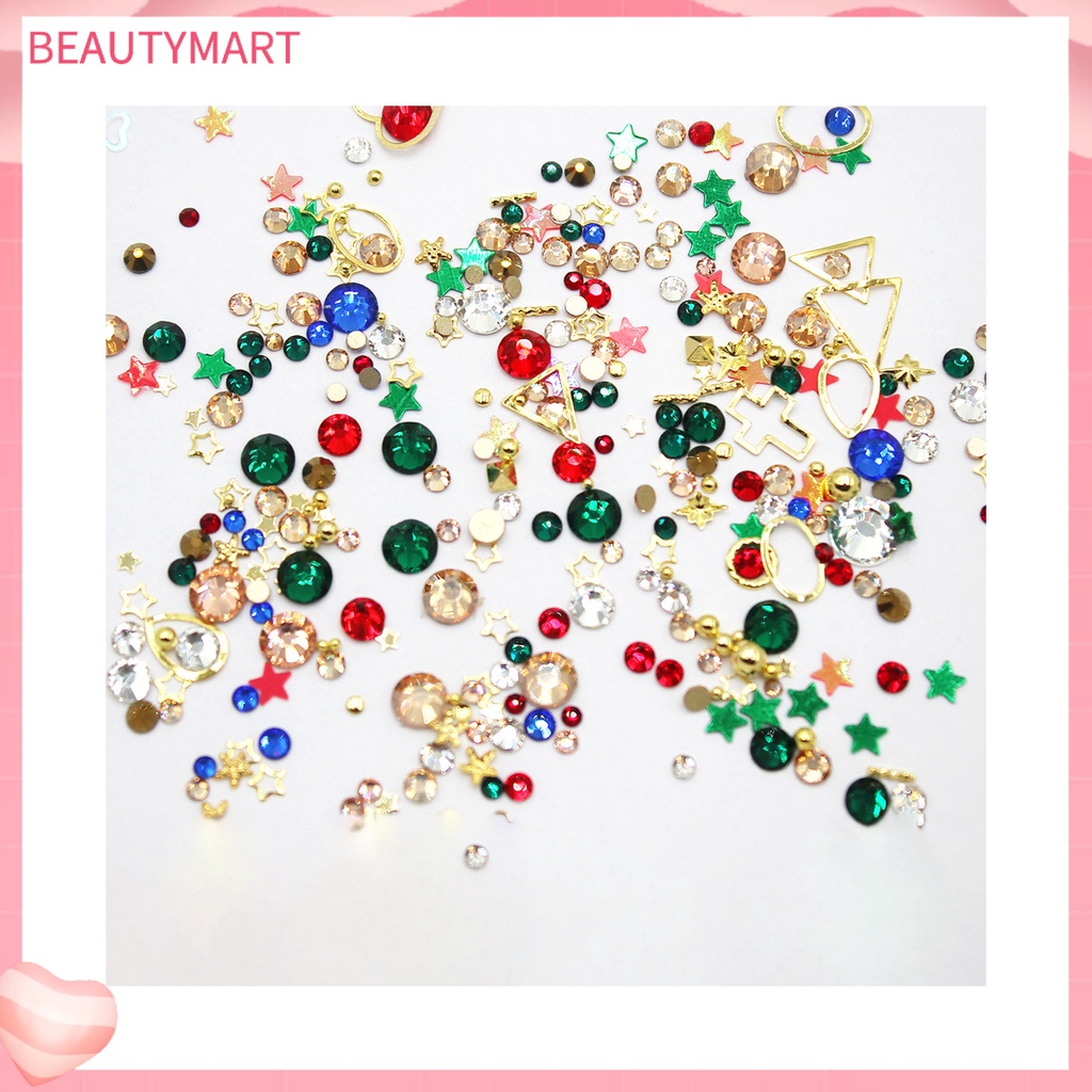 1 Túi Phụ Kiện Trang Trí Móng Nghệ Thuật Tạo Hiệu Ứng Nhiều Kích Cỡ Phong Cách Giáng Sinh