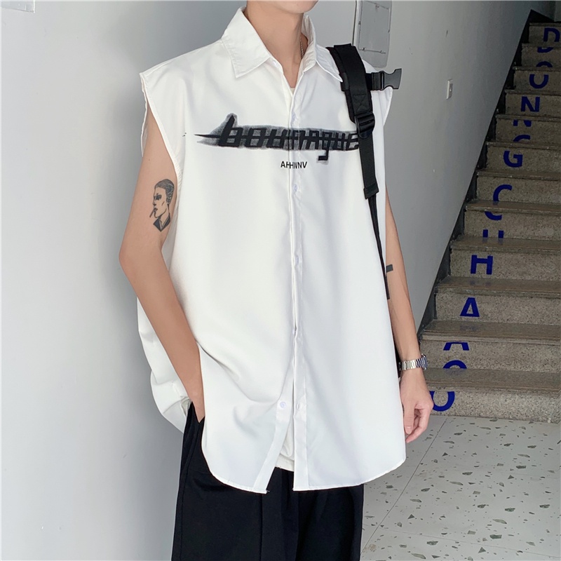 Áo Sơ Mi Không Tay Dáng Rộng Thời Trang Mùa Hè Nhật Bản Dành Cho Nam
