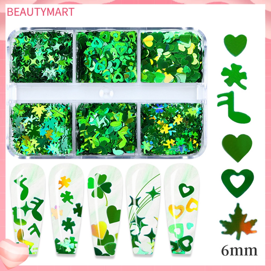 Hộp 6 Ngăn Đựng Hạt Sequin Lấp Lánh Trang Trí Móng Nghệ Thuật Cho Nữ