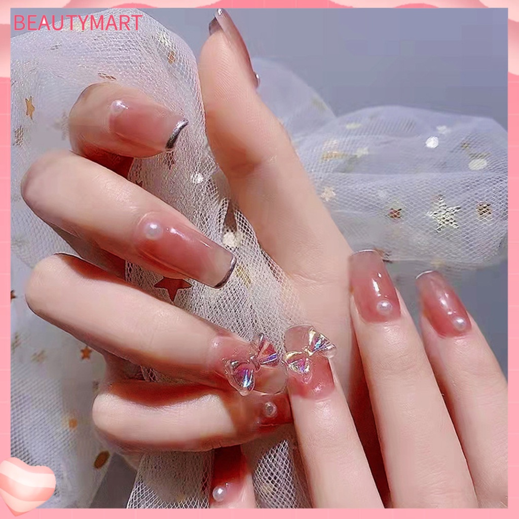 Set 50 Phụ Kiện Trang Trí Móng Nghệ Thuật 3D Hình Nơ Màu Aurora