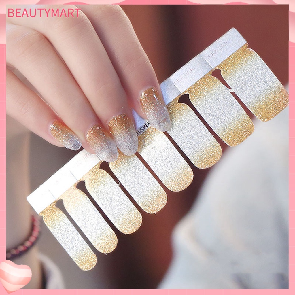 Miếng Dán Trang Trí Móng Tay Toàn Diện Màu Gradient Lấp Lánh