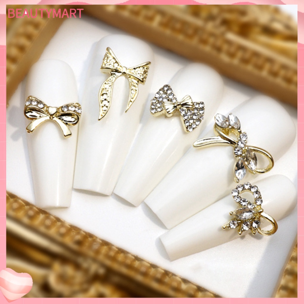 Set 10 Phụ Kiện Nơ Bằng Hợp Kim Trang Trí Móng Tay DIY