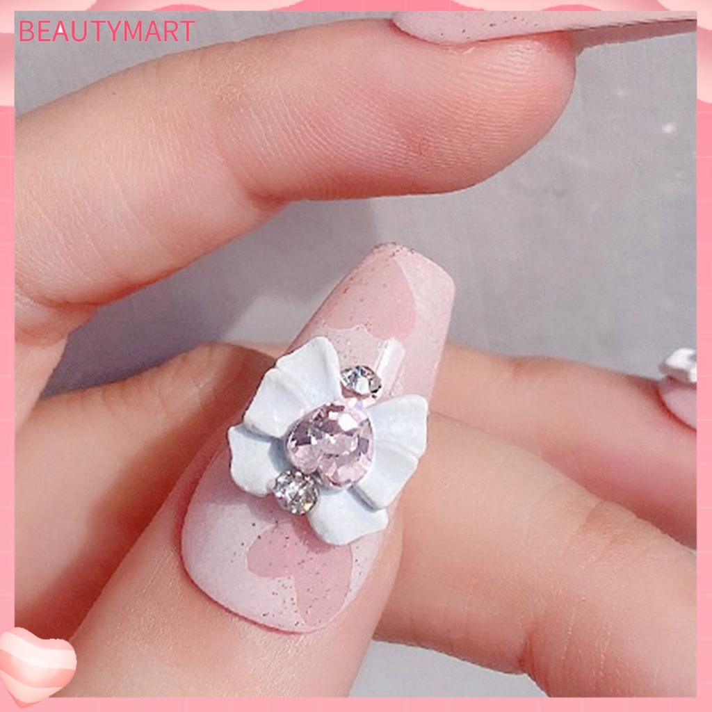 Set 2 Phụ Kiện Trang Trí Móng Tay Hình Nơ Đính Đá Xinh Xắn