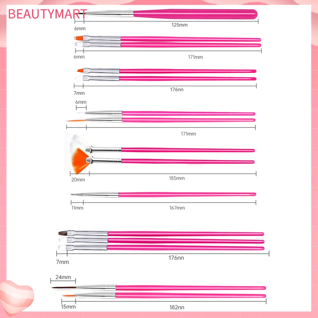 Bộ 15 Cọ Vẽ Móng Tay Đầu Mềm Không Phai Màu Hiệu Ứng Gradient DIY