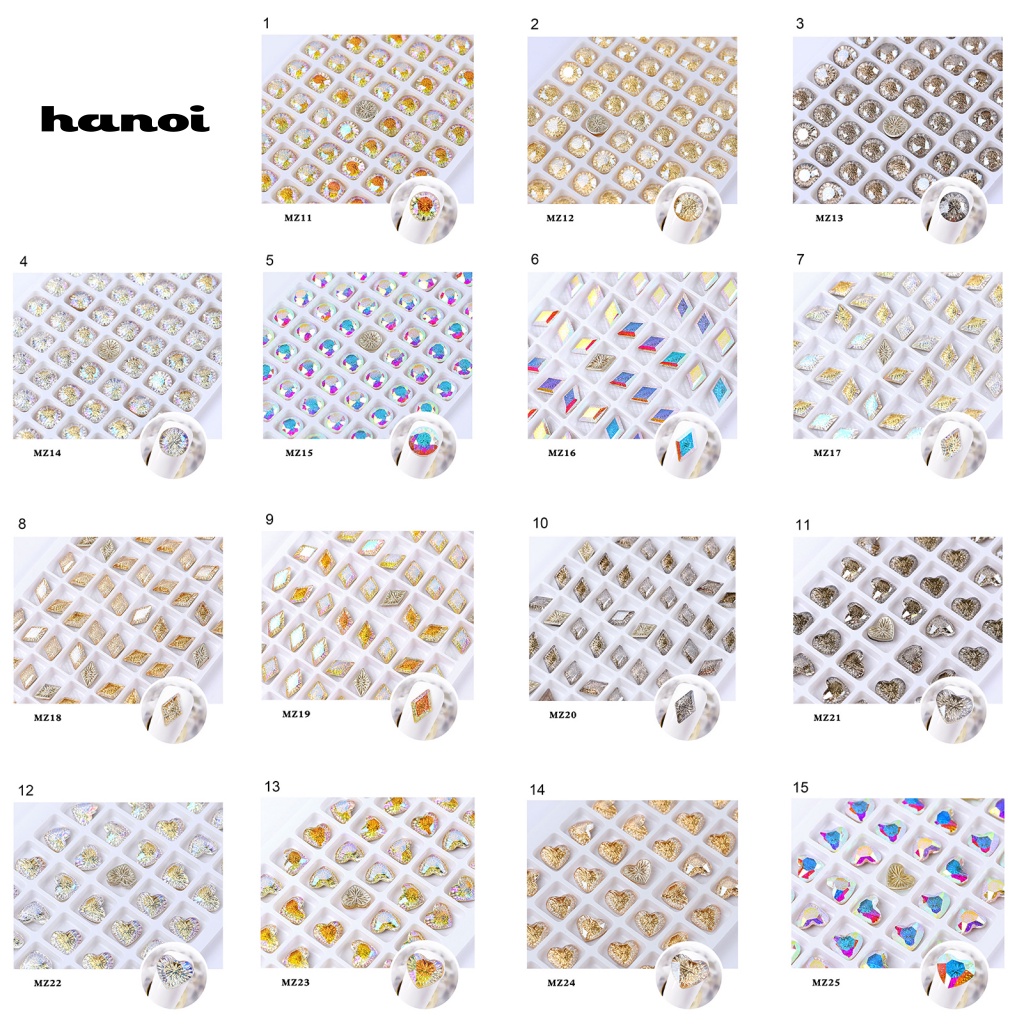 Hộp Phụ Kiện Trang Trí Móng Tay Trong Suốt Lấp Lánh