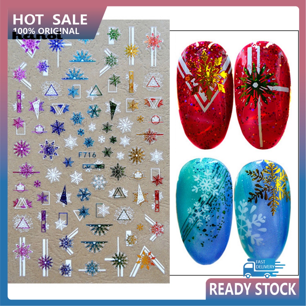 1 Tờ Miếng Dán Móng Tay 3D Chủ Đề Giáng Sinh Nhiều Màu Sắc An Toàn Nhỏ Gọn Dành Cho Nữ
