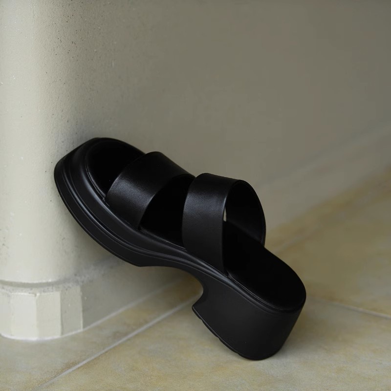 Duoya Tóc Thẳng ~ [Hàng Có Sẵn] Dép Sandal Đế Dày Bằng Da Thật Mềm Mại Chống Thấm Nước Mang Ngoài Trời Cho Nữ