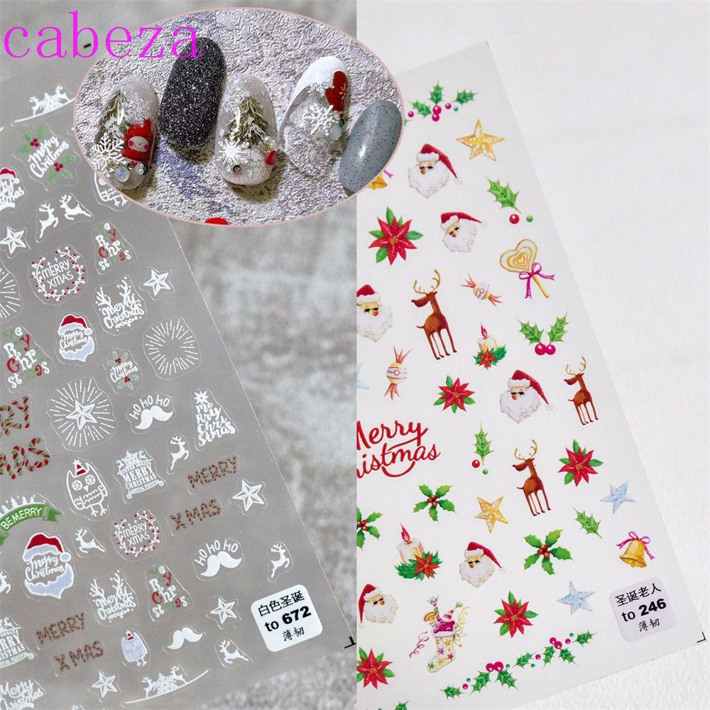 Miếng Dán Họa Tiết Hoa Tuyết Tuần Lộc / Người Tuyết Dập Nổi 3D Trang Trí Móng