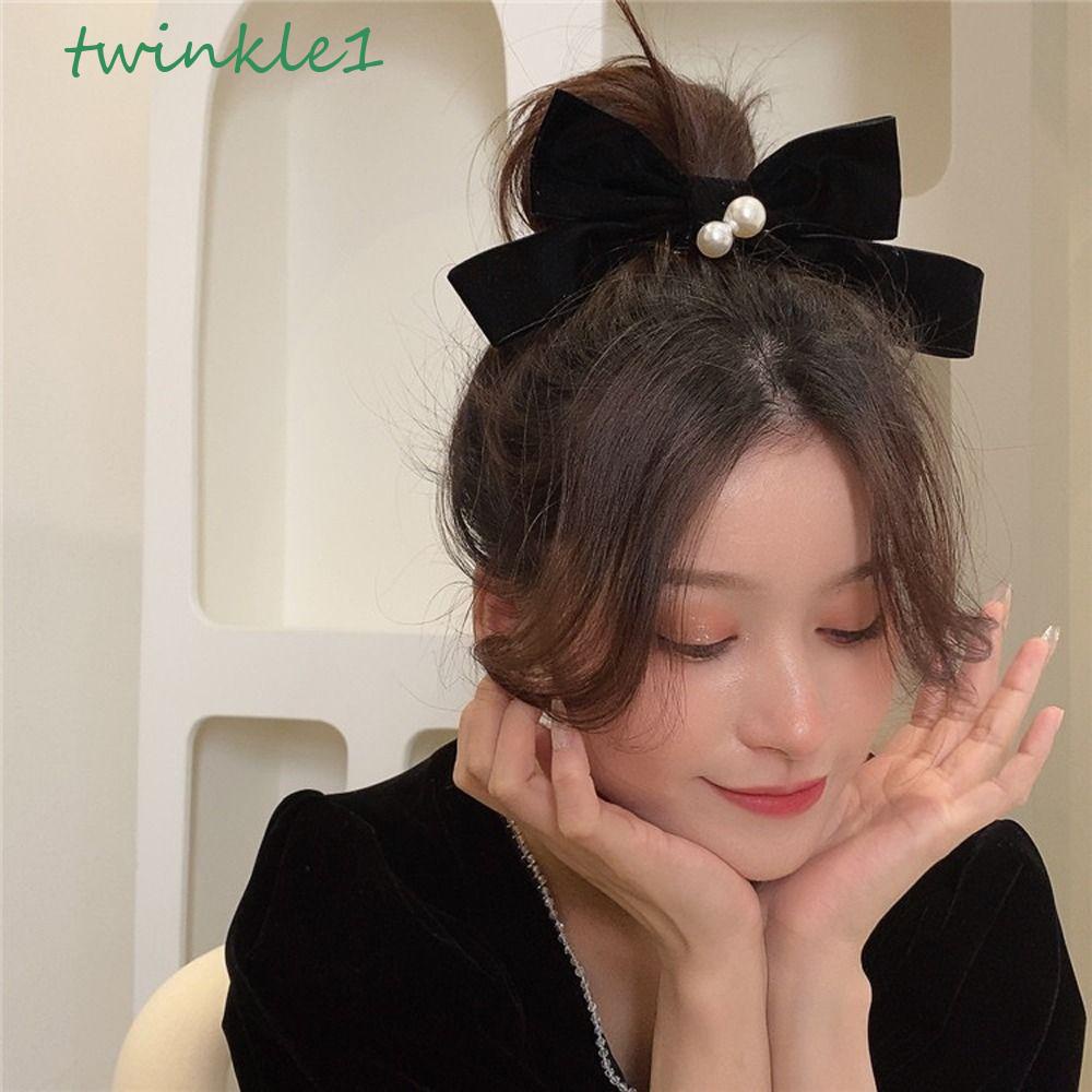 Kẹp Tóc Nơ Nhung Lấp Lánh Thời Trang Hàn Quốc Cho Nữ