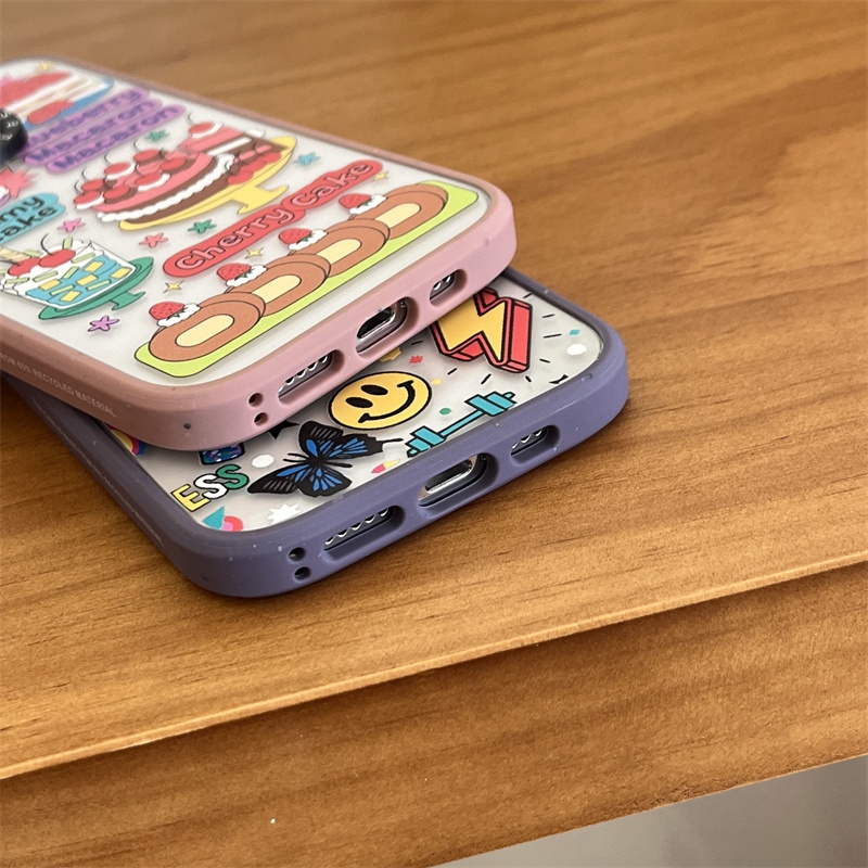 Ốp Điện Thoại Acrylic Nhám Chống Sốc Họa Tiết Hoạt Hình Doodle Cho Iphone 11 12 13 14 Pro Max