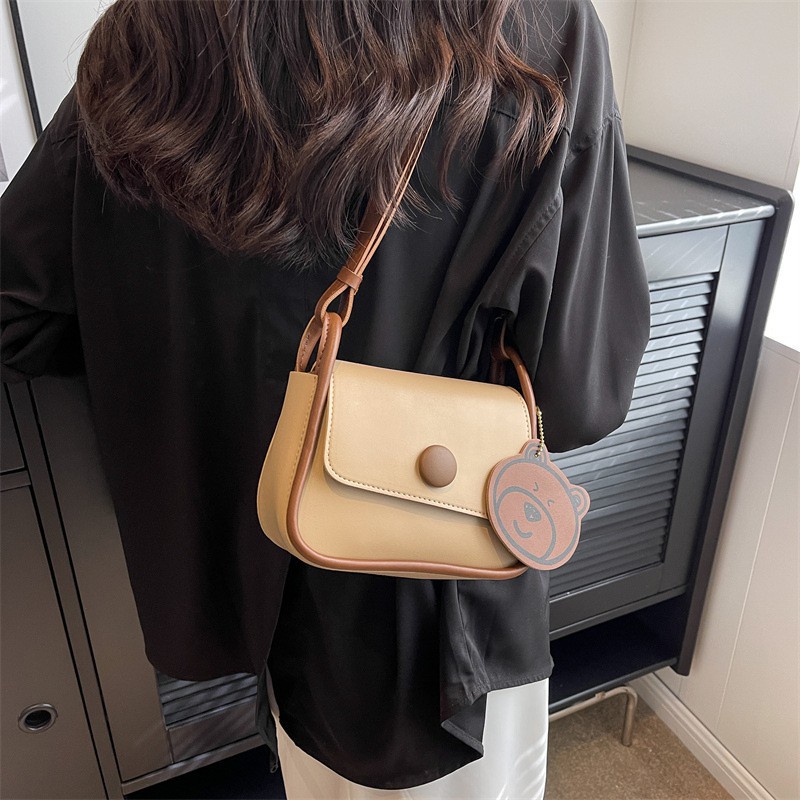Túi xách đeo vai AOLANG hình vuông màu trơn phong cách cổ điển thời trang