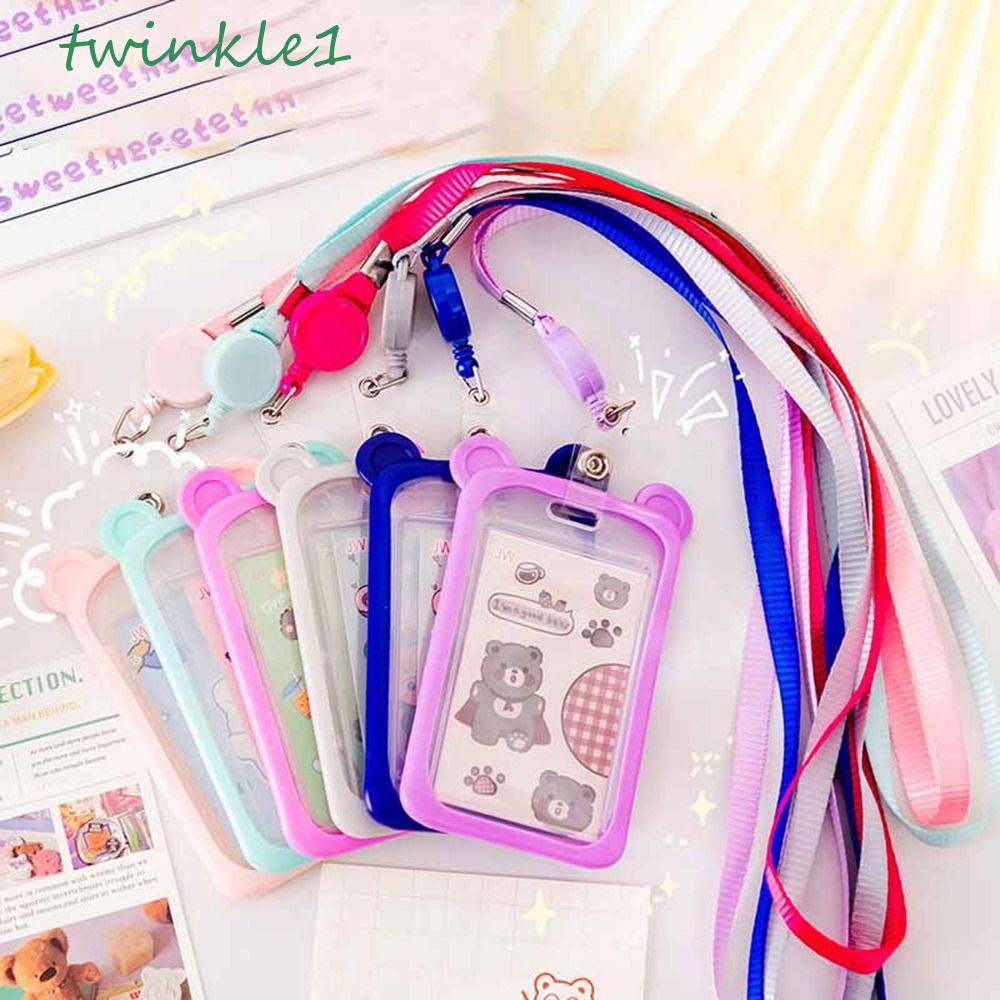 Ốp Điện Thoại Họa Tiết Gấu Hoạt Hình Lấp Lánh Kèm Dây Đeo Và Khóa Cài Có Thể Thu Gọn Cho Nữ