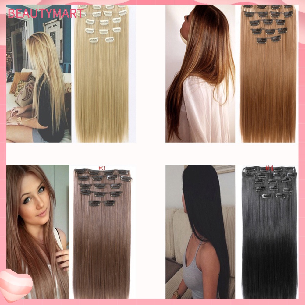 Bộ Tóc Giả Dài / Xoăn / Thẳng Kèm 16 Kẹp Thời Trang Dành Cho Nữ