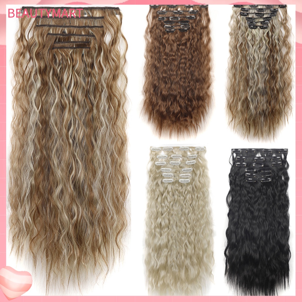 1 Bộ Tóc Giả Xoăn Dài Bằng Sợi Tự Nhiên Kết Cấu Nhẹ Nhàng Không Để Lại Dấu Vết