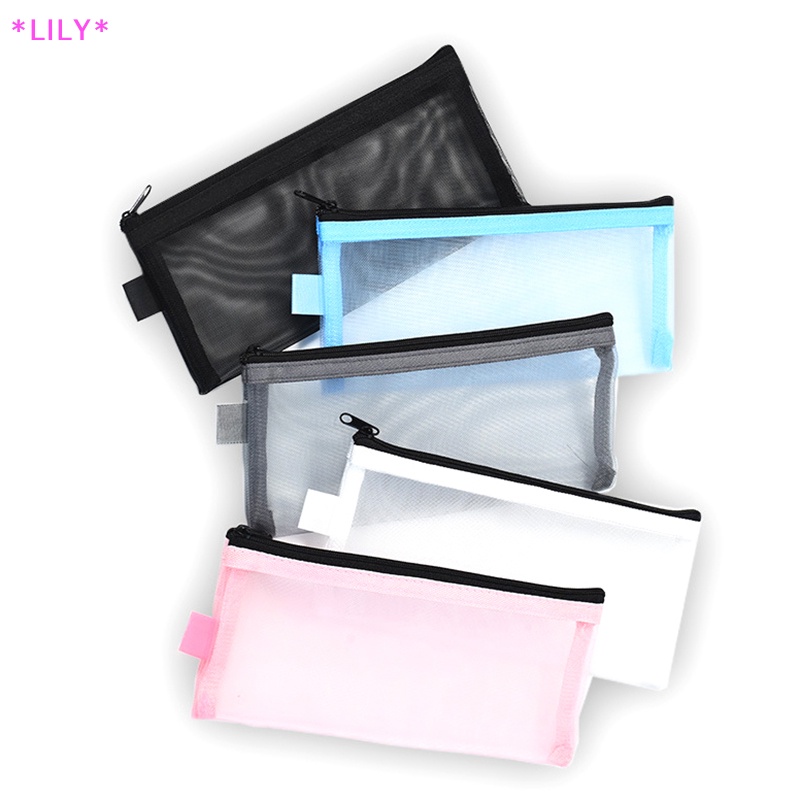 Lily 1PC Lưới Trong Suốt bút chì trường hợp văn phòng sinh viên bút Túi Hộp bút hóa đơn lưu trữ túi uuu