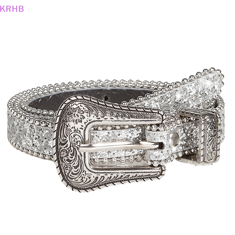 Thắt Lưng Da PU Đính Đá Phong Cách Cao Bồi Y2K Thời Trang Dành Cho Nam Nữ Mới