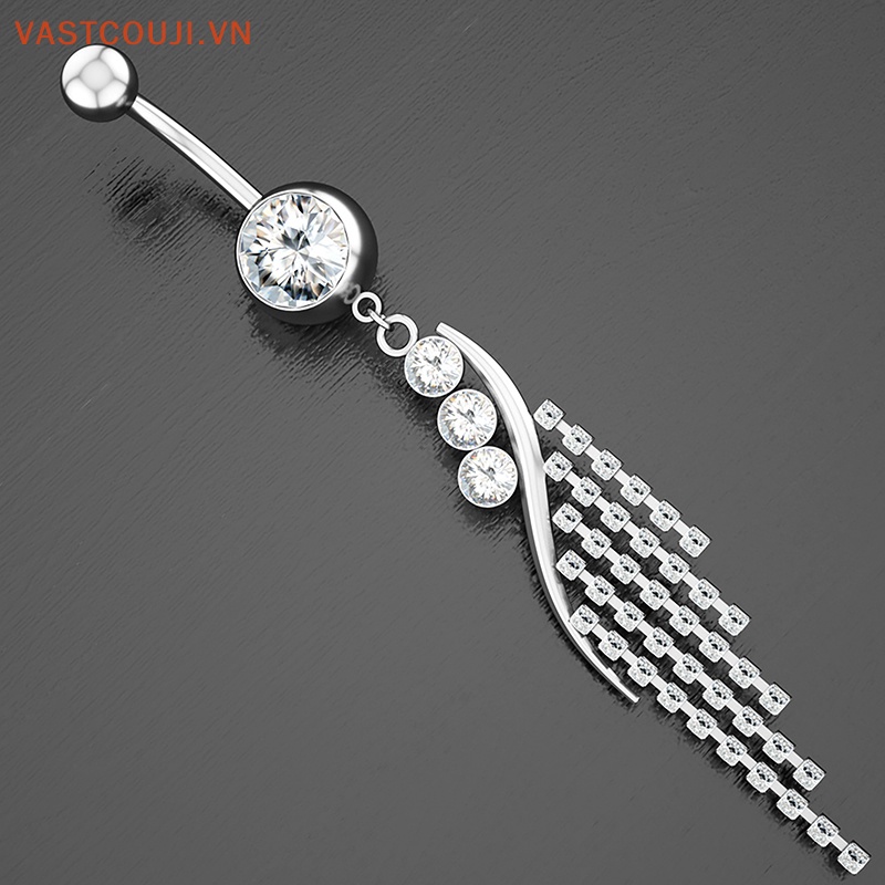 Khuyên RốN HìNh Chữ S ĐíNh Zircon BằNg ThéP Không Gỉ