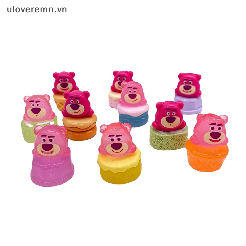 Uloveremn 1 Đồ trang trí Gấu Dâu Tây Mini Phát Quang Trang Trí Tiểu Cảnh