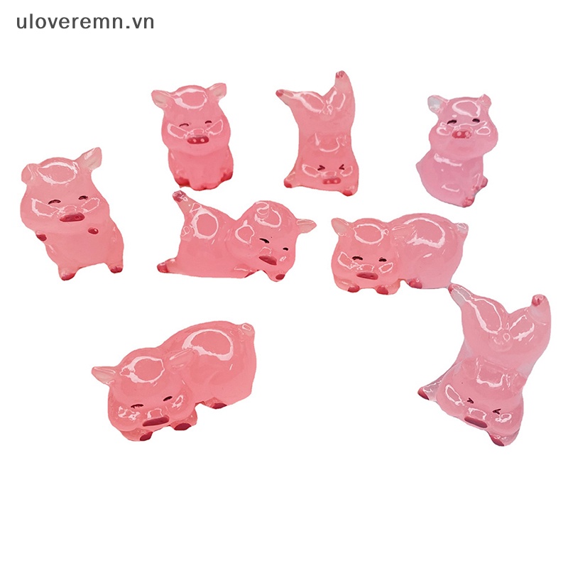 Đồ Chơi Hình Chú Heo Bằng Nhựa Resin Màu Dạ Quang Dễ Thương Dùng Trang Trí DIY