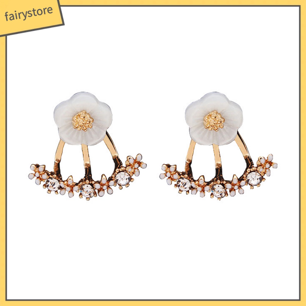 1 Đôi Bông Tai Hình Hoa Cúc Đính Đá Lấp Lánh Phong Cách Hàn Quốc Sang Trọng