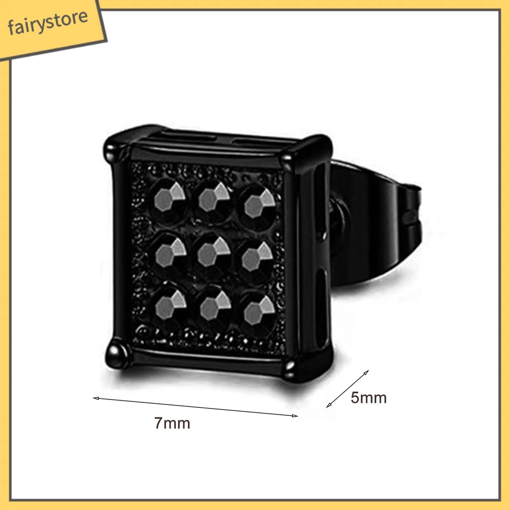 1 Đôi Bông Tai Hình Vuông Bằng Thép Không Gỉ Phong Cách Hàn Quốc Cá Tính Dành Cho Nam