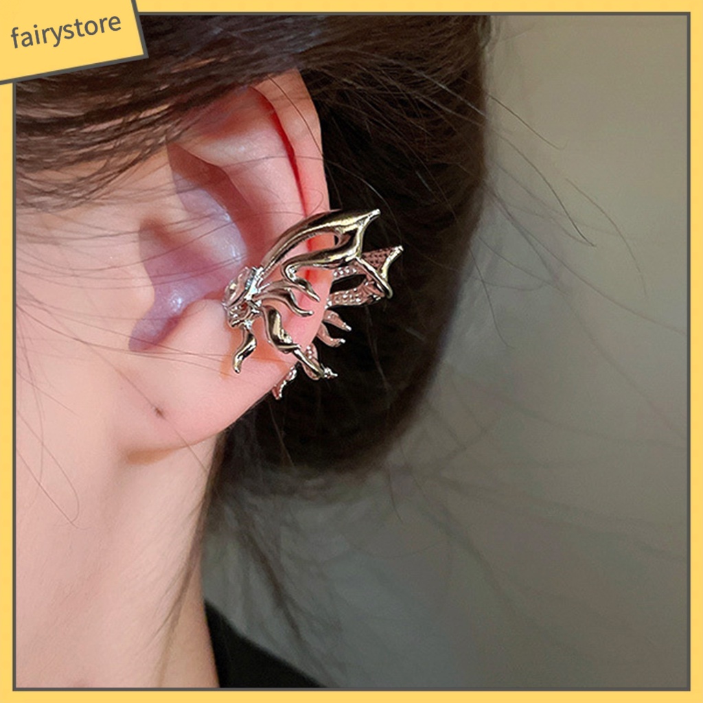 1 Đôi Khuyên Kẹp Vành Tai Không Xỏ Lỗ Hình Bướm Phong Cách Punk