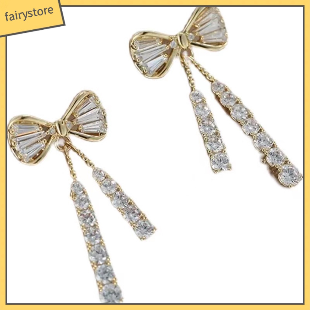 1 Đôi Bông Tai Hình Nơ Đính Đá Sang Trọng