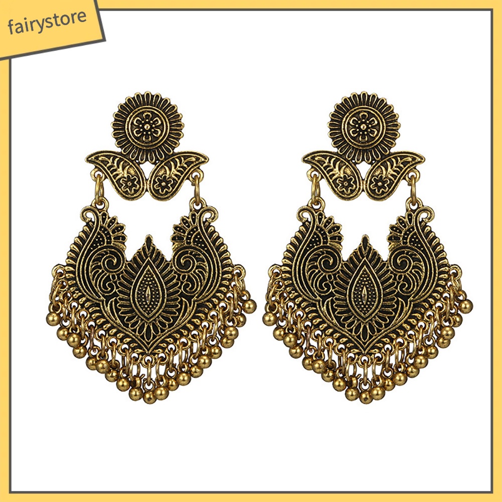 Khuyên Tai Nữ Hình Tròn Chạm Khắc Thời Trang