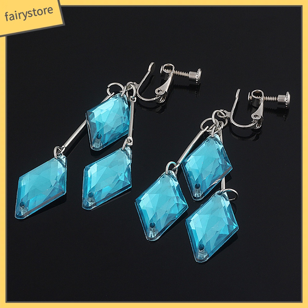 Bông Tai Dạng Kẹp Hình Học Bằng Acrylic Màu Xanh Dương Thời Trang Cho Nữ