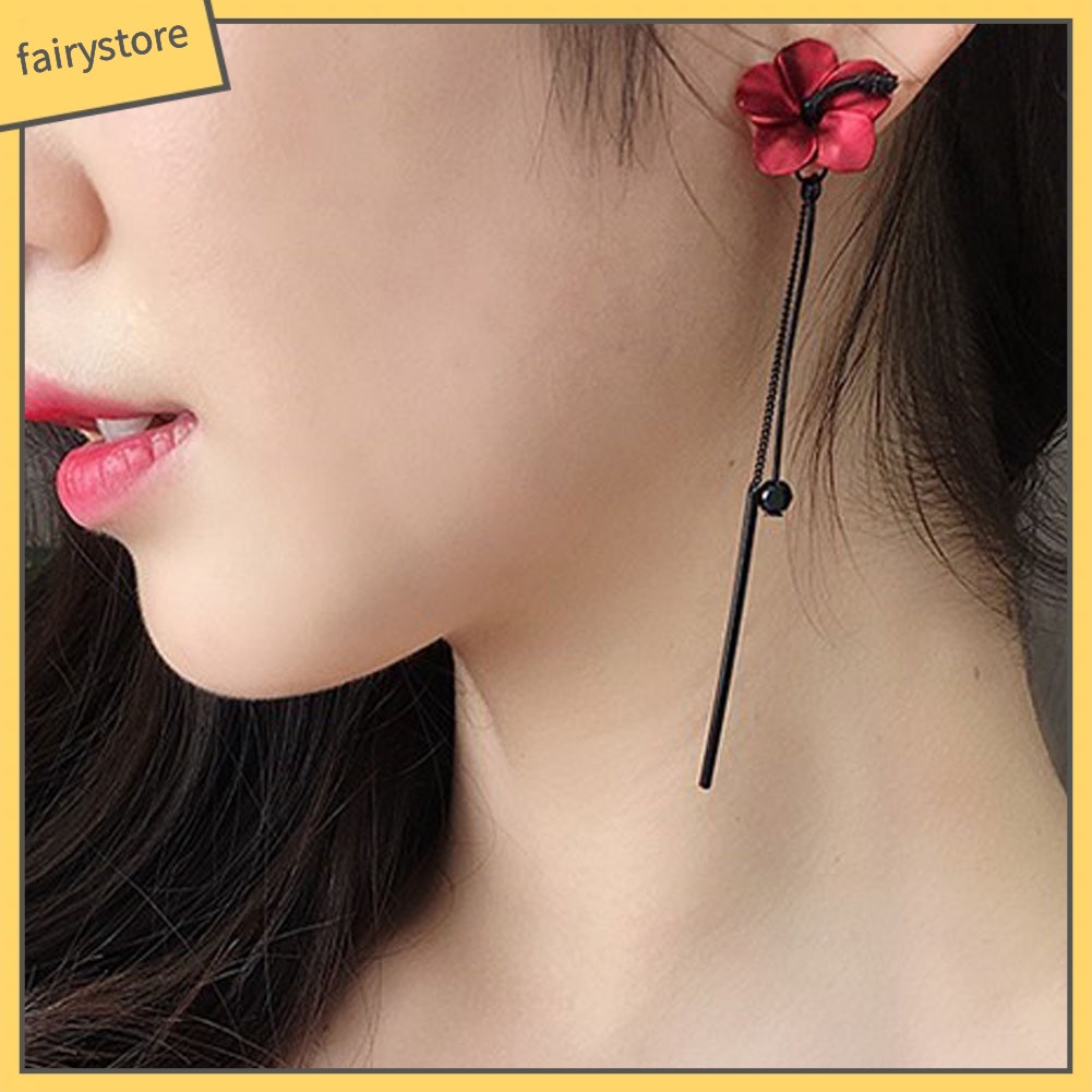 Bông Tai Dài Hình Hoa Tua Rua Thời Trang Dành Cho Nữ