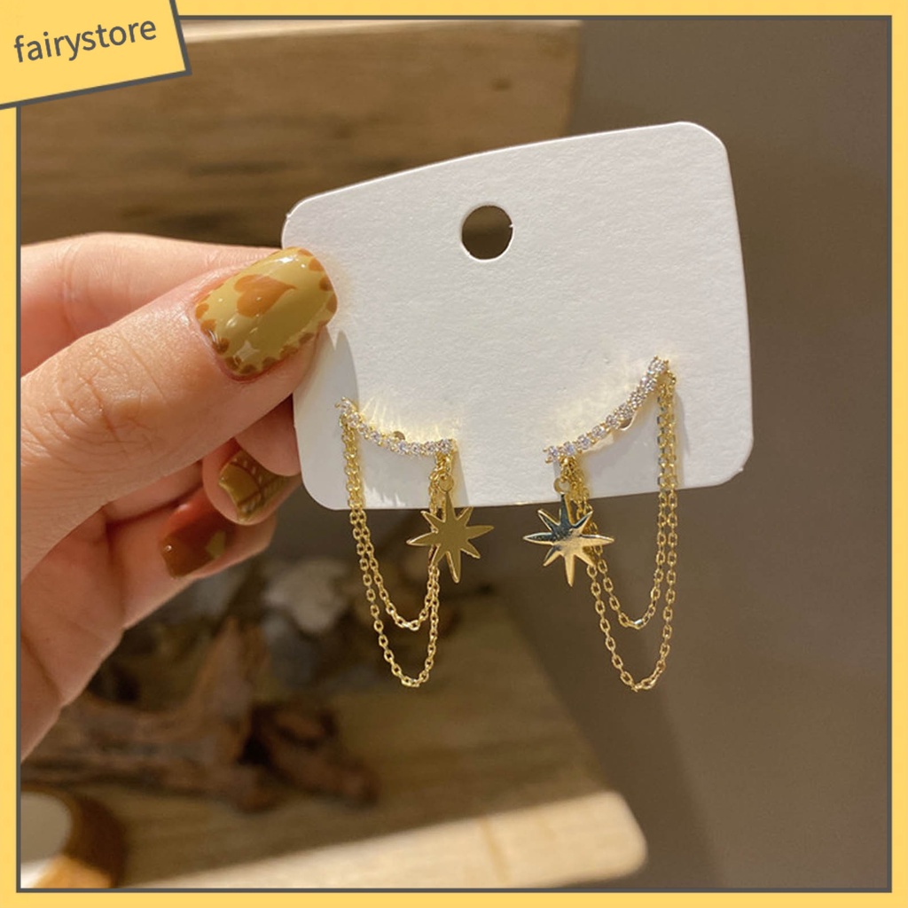 1 Cặp Bông Tai Tua Rua Đính Đá Lấp Lánh Cho Nữ