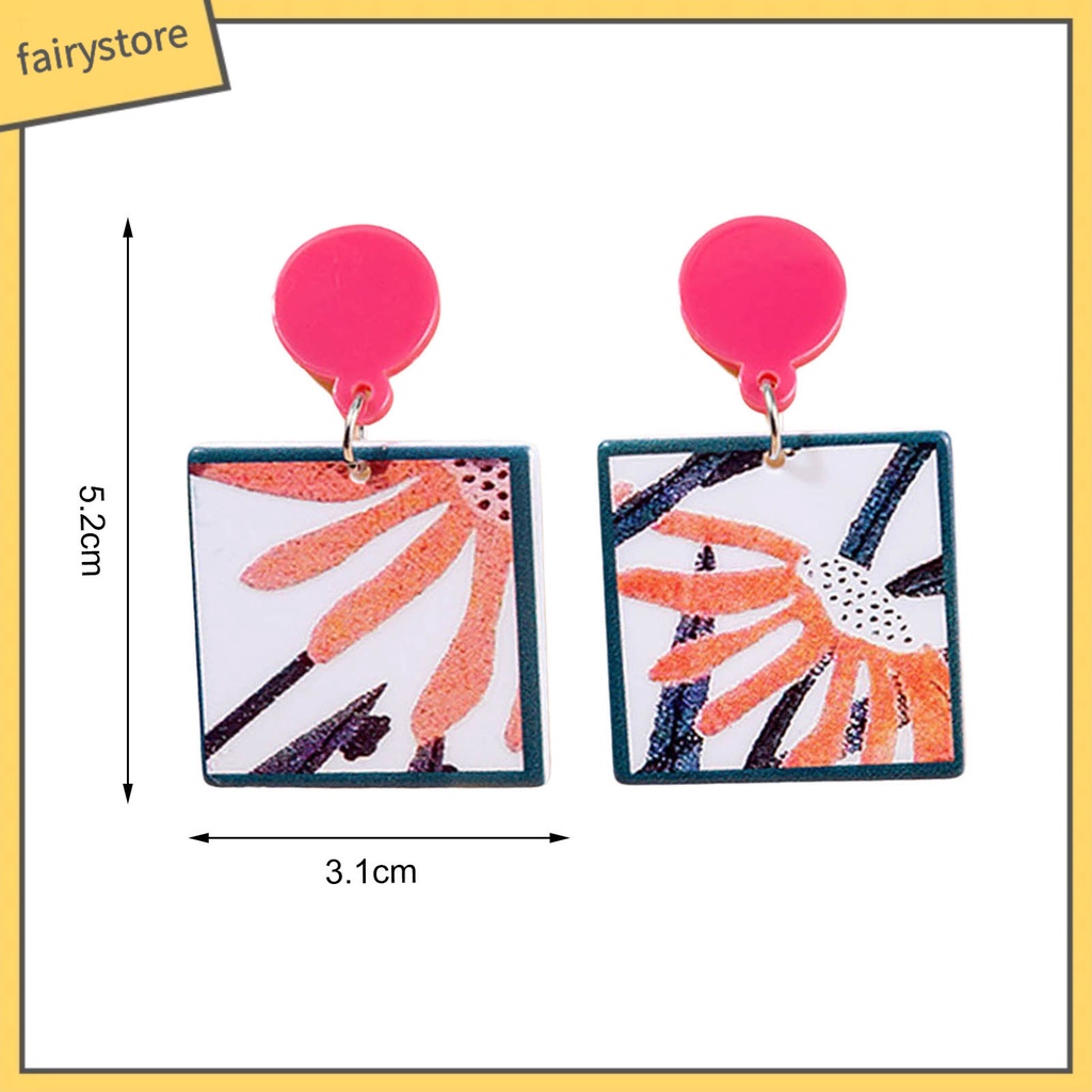 1 Đôi Bông Tai Acrylic Bóng Nhiều Màu Họa Tiết Hoa Ngôi Sao Hoạt Hình Thời Trang Cho Nữ