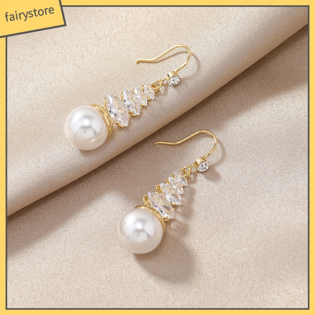 [FRO] 2 Bông Tai Đính Ngọc Trai Giả Bằng Đồng Phong Cách Trung Hoa Tinh Tế Phù Hợp Làm Quà Cho Nữ