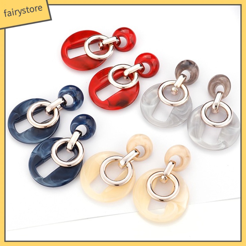 Bông Tai Hình Vuông Dáng Dài Bằng Nhựa Resin Thời Trang Cho Nữ