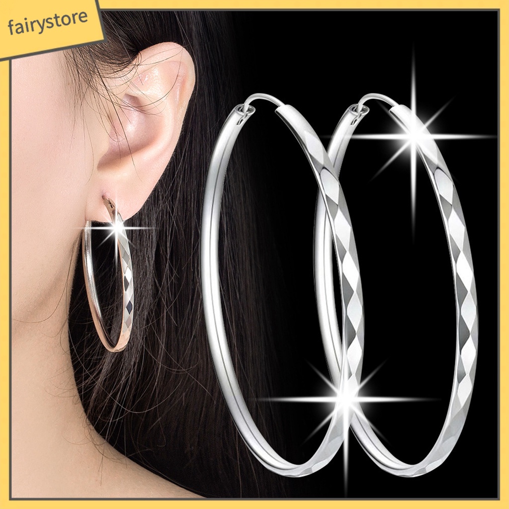 1 Đôi Bông Tai Hình Tròn Cỡ Lớn Phong Cách Hip Hop Thời Trang Cho Nữ