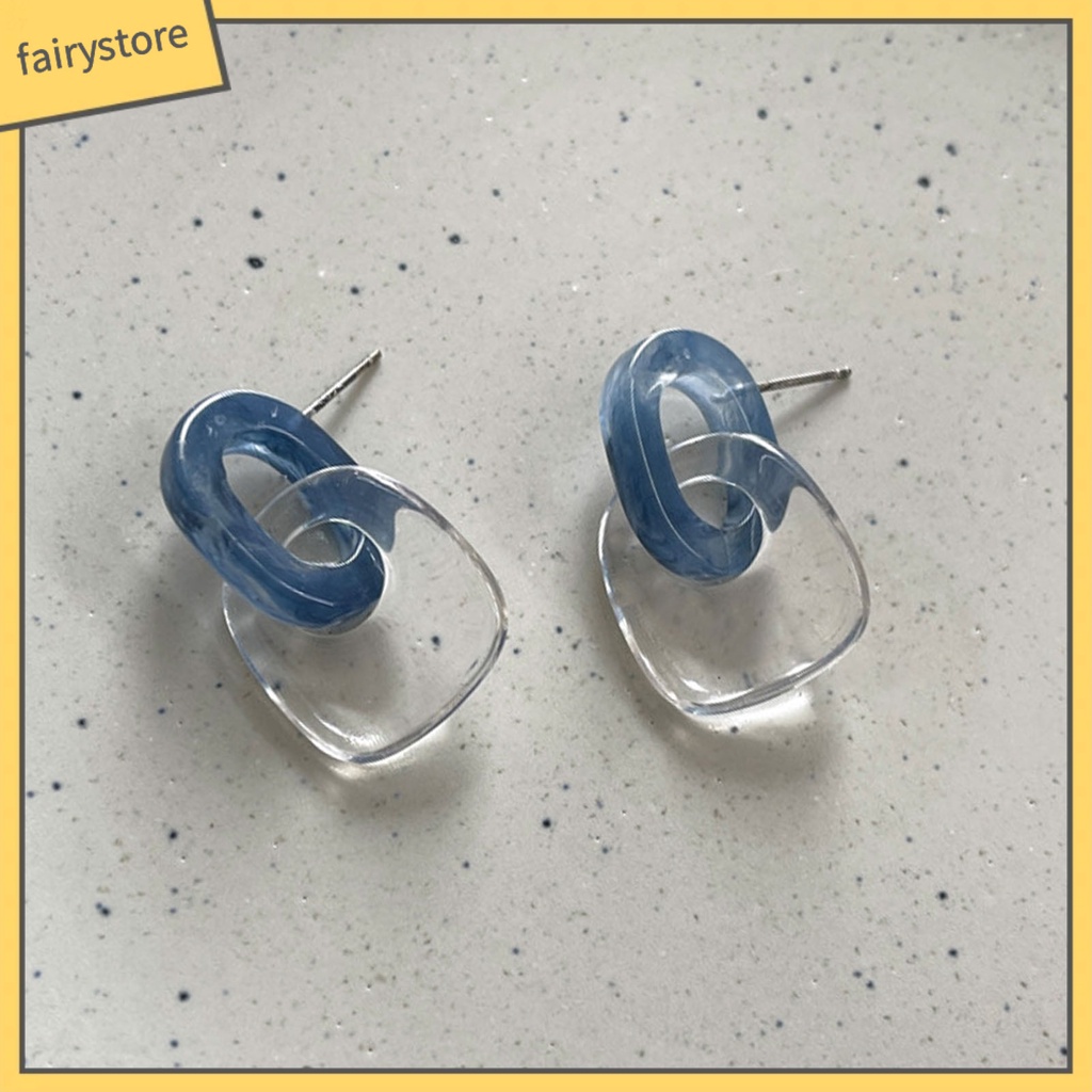 1 Đôi Bông Tai Hình Vuông Acrylic Màu Xanh Dương Tinh Tế