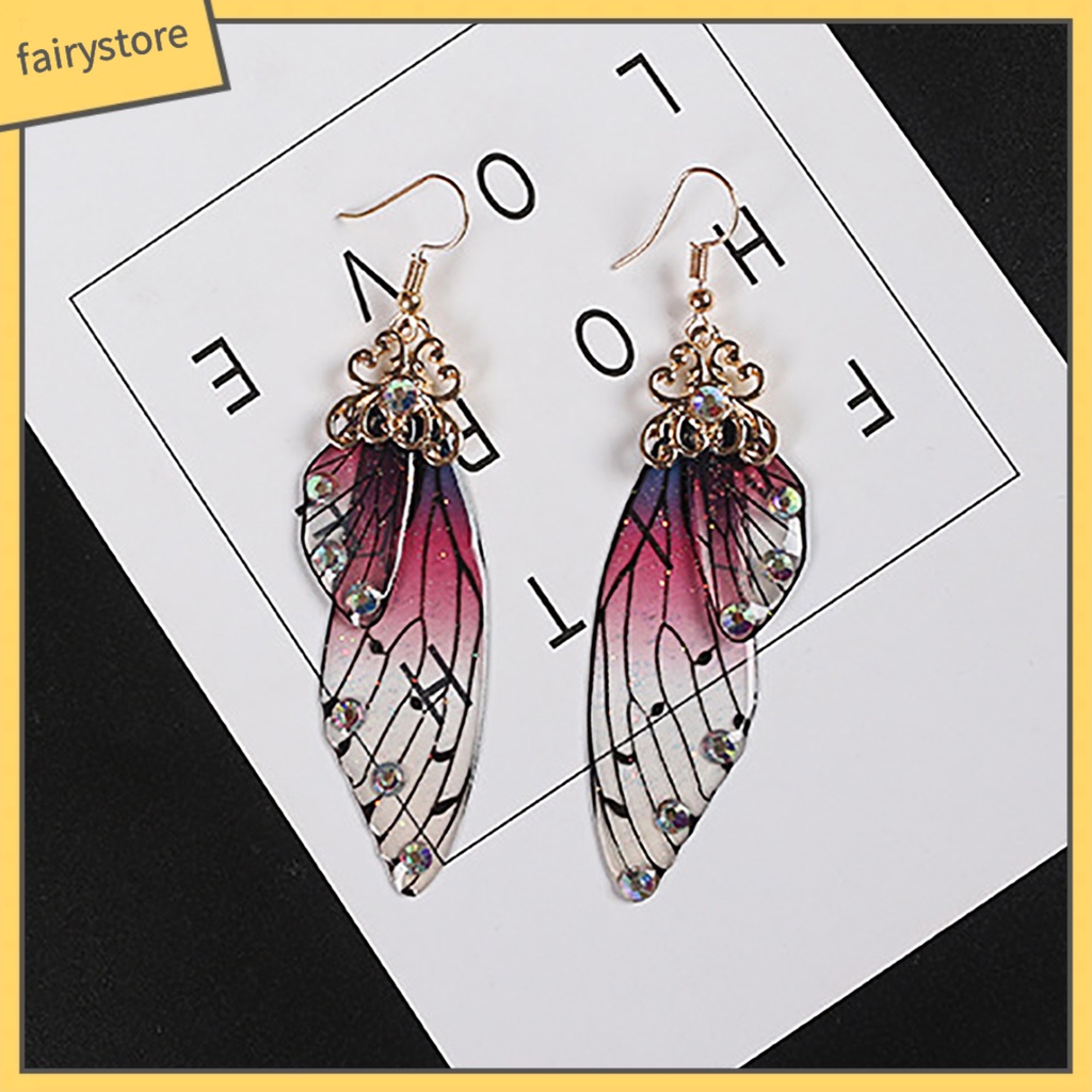 Bông Tai Hình Cánh Bướm Đính Đá Nhiều Màu Sắc Dành Cho Nữ