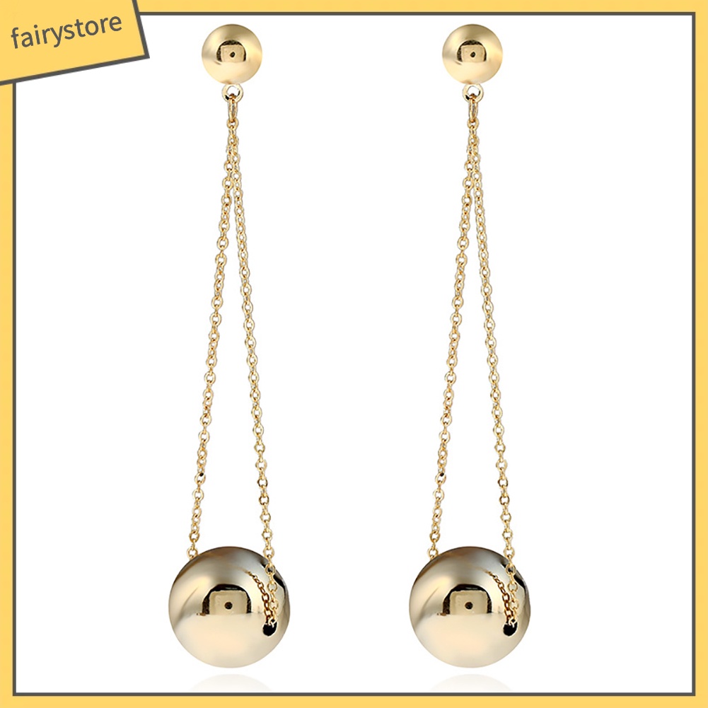 Bông Tai Dáng Dài Đính Bóng Tròn Đơn Giản Thời Trang Cho Nữ