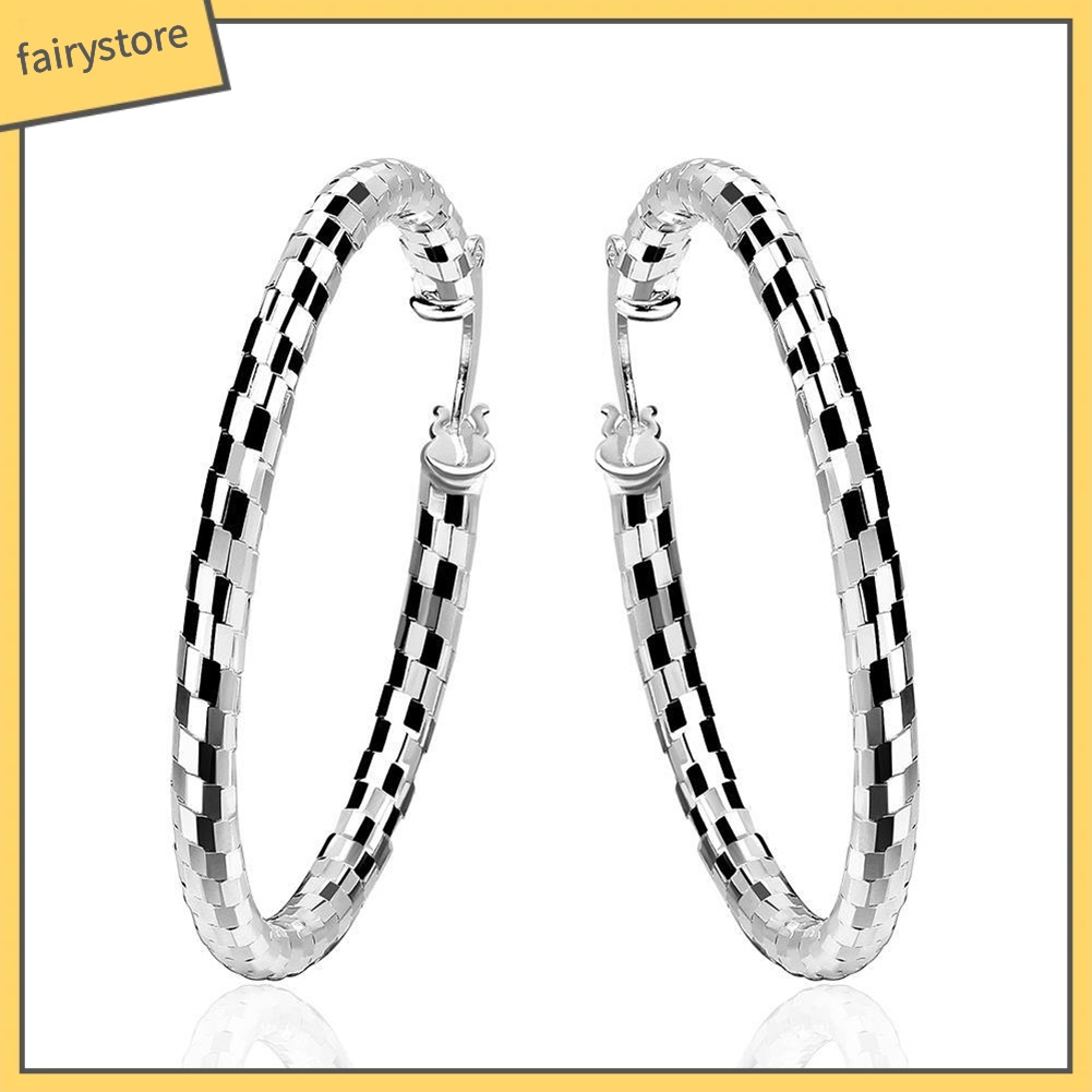 Bông Tai Mạ Bạc Hình Tròn Thời Trang Dành Cho Nữ