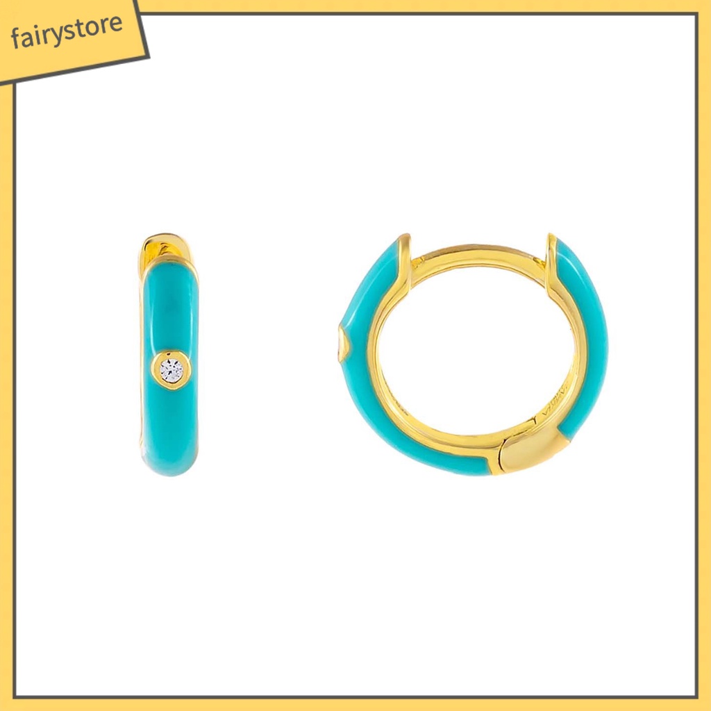 1 Đôi Bông Tai Tròn Đính Đá Zircon Bằng Hợp Kim Tinh Tế Dành Cho Nữ