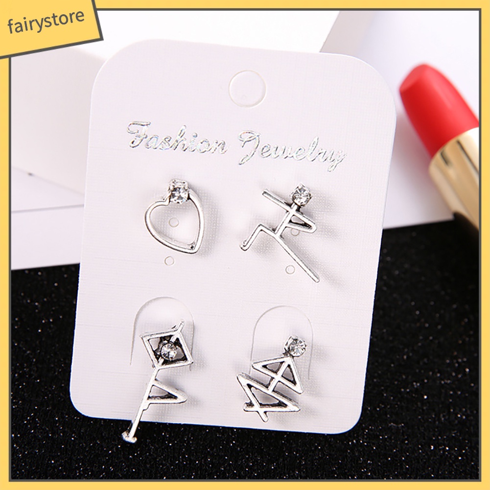 Set 4 Khuyên Tai Mô Hình Người Đính Đá Phong Cách Cổ Điển Dành Cho Nữ