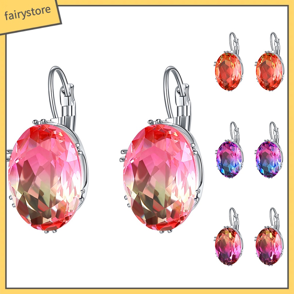 Bông Tai Hình Oval Đính Đá Zircon Thời Trang Dành Cho Nữ