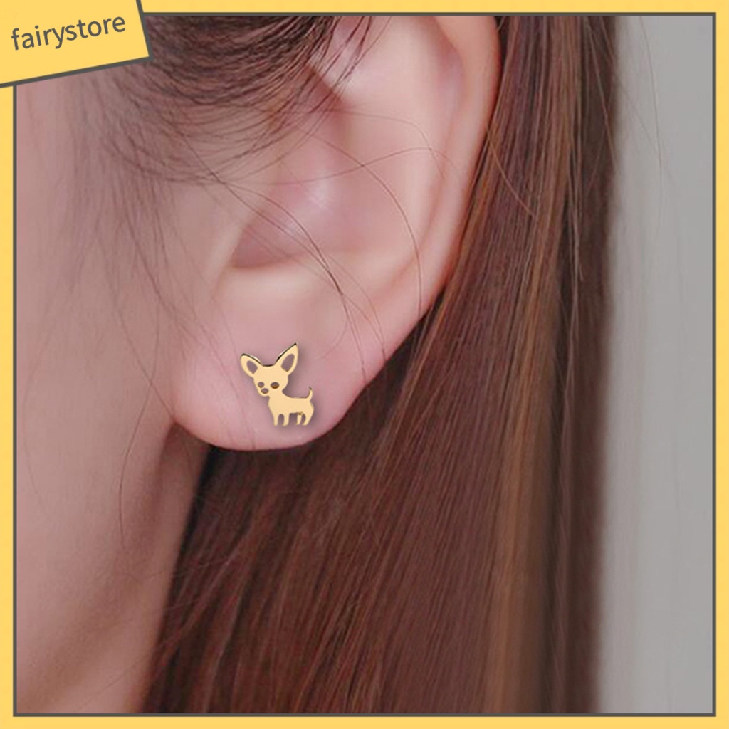 1 Đôi Bông Tai Xỏ Lỗ Bằng Thép Không Gỉ Phong Cách Hàn Quốc Dễ Thương Dành Cho Nữ