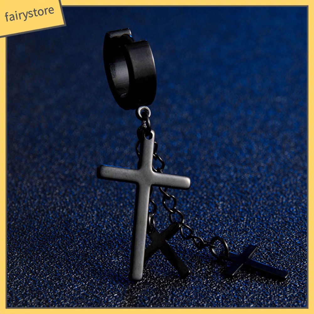 Bông Tai Hình Chữ Thập Nhiều Lớp Phong Cách Punk Cá Tính Cho Nữ